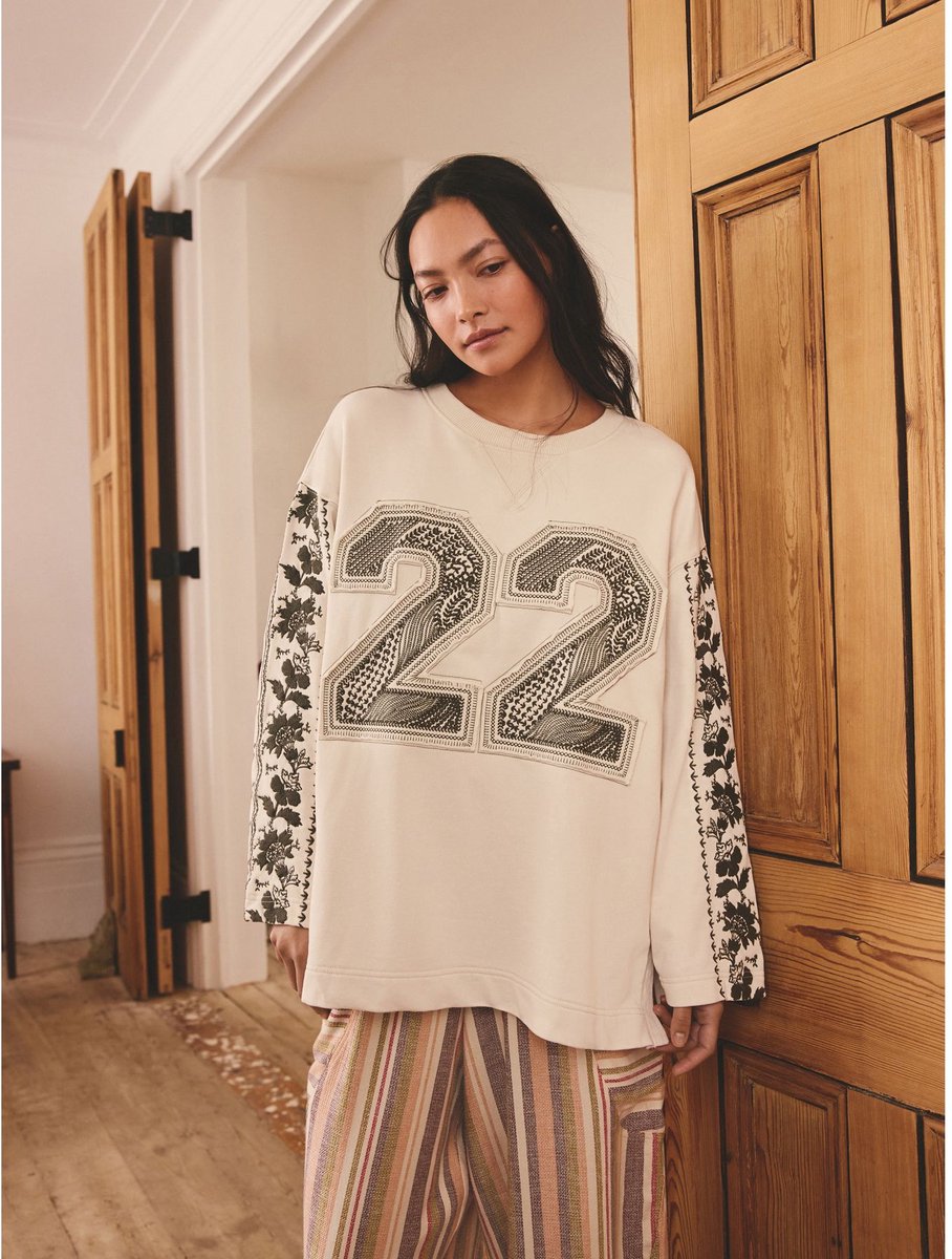 Next - Dames - Sweatshirt met borduursel - Crème