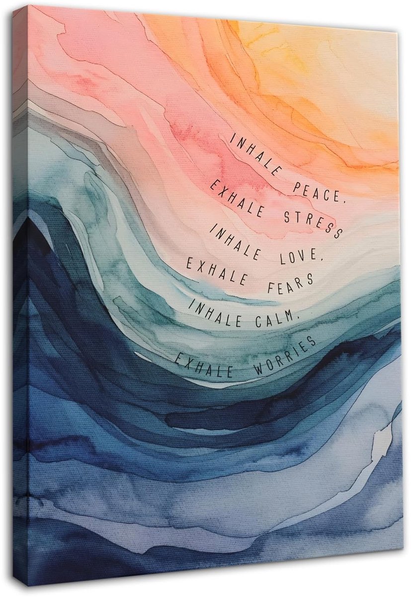 Dailygoody - Geestelijke Gezondheid - Aquarel Wall Art - Levendige Prints - 12x16 Inch - Meditatie Decoratie - Geschikt voor Kantoor en Slaapkamer
