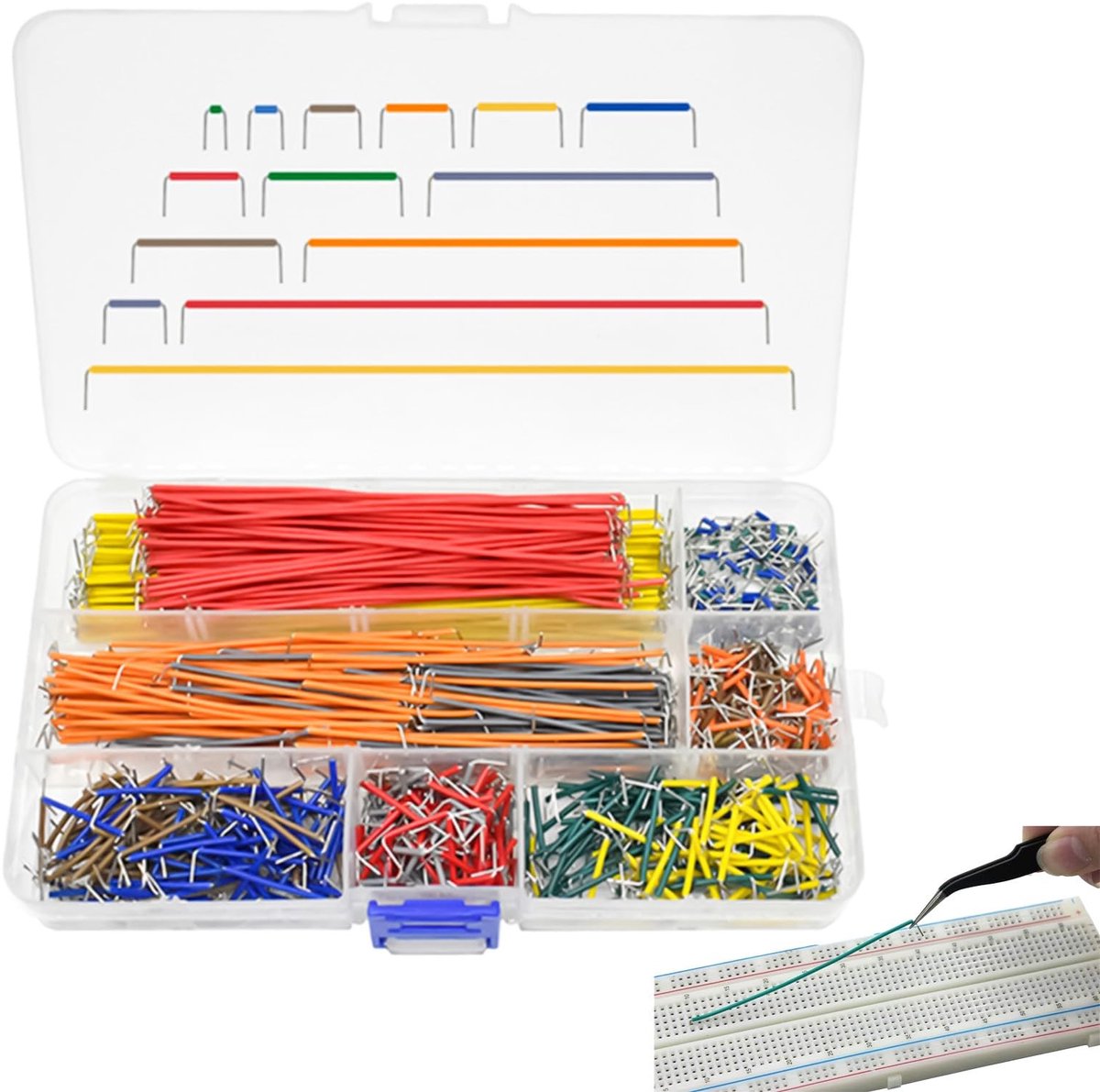 Dailygoody - Jumper Kabel Set - 560-delige Set - Breadboard Jumper Wires Male to Male - 14 Lengtes - Perfect voor Elektronica Projecten - Geschikt voo...