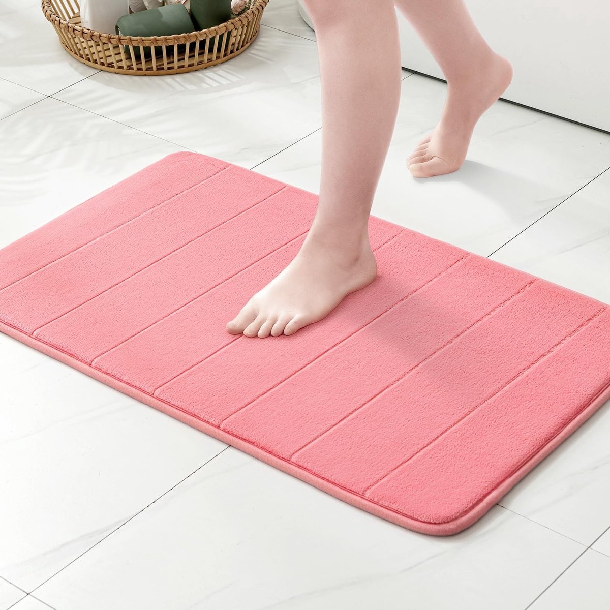 Dailygoody - Badmat - Traagschuim - Superzacht en comfortabel - Roze - Antislip - Zeer absorberend - Geschikt voor badkamer - 40x60 cm