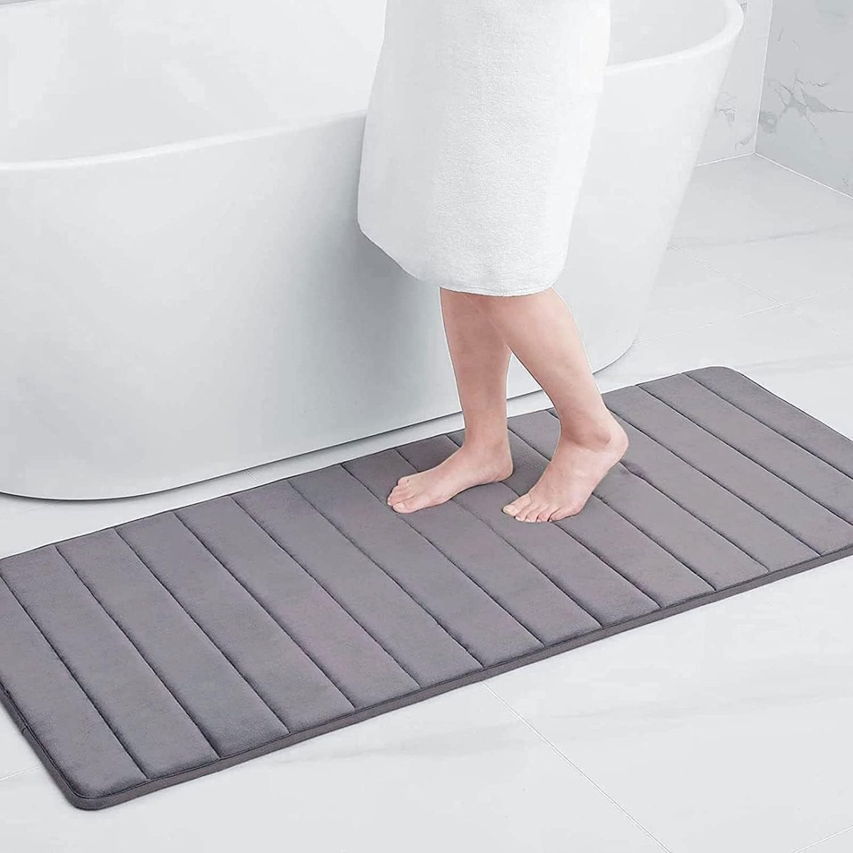 Dailygoody - Badmat - Traagschuim - Antislip - Donkergrijs - Absorberend - Wasbaar - Geschikt voor Badkamer - 60 x 120 cm