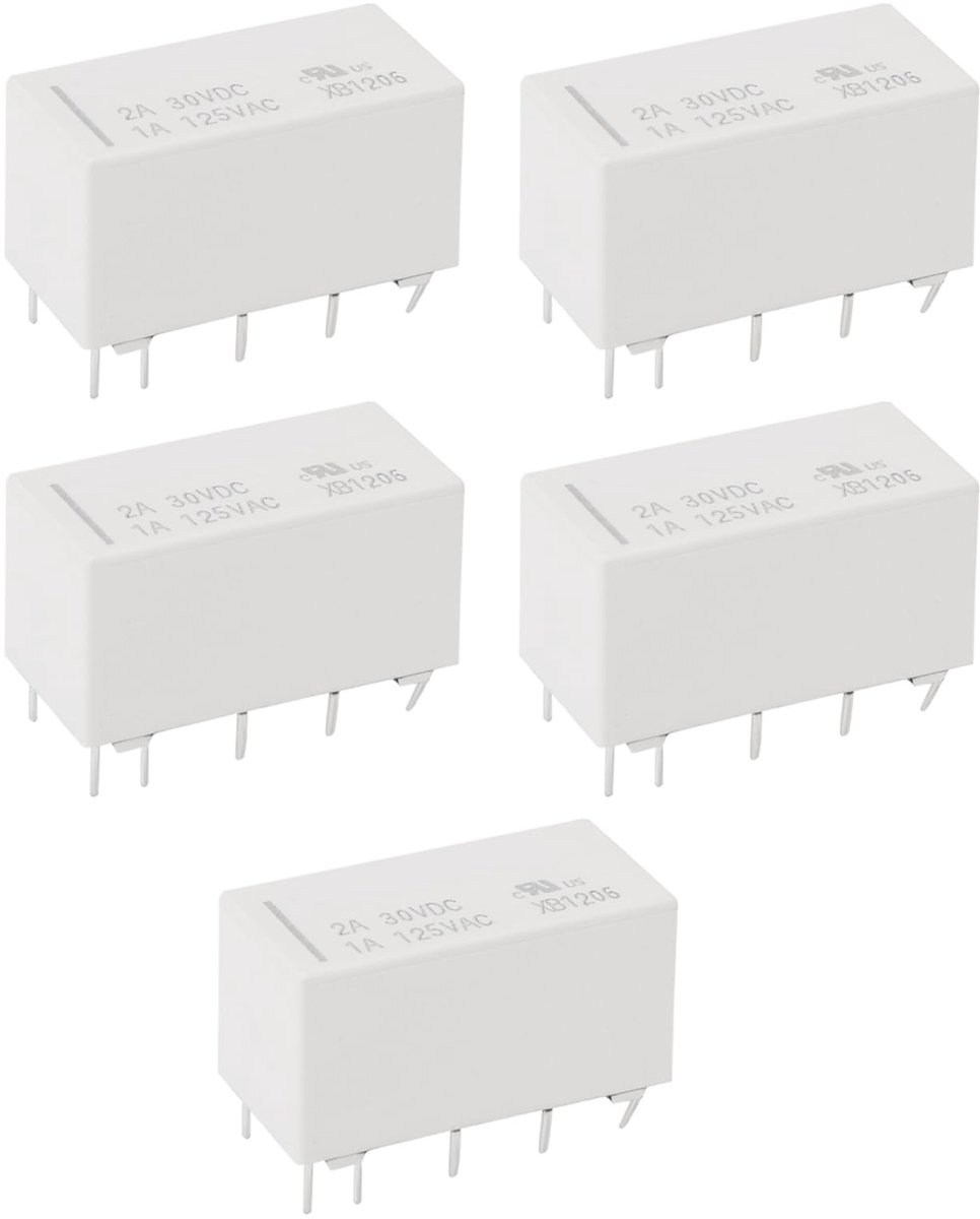 Dailygoody - Miniatur Relais Bistabil - Zelfborgende Lage Controller - 5 Stuks - Wit - Spoorweg Model - Voor Home Improvement - HFD2-012-S-L2-D