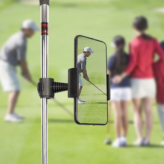 Dailygoody - Golf Swing Telefoonhouder - Universele Smartphone Houder - 360° Rotatie - Zwart - Geschikt voor Golf Buggy - Golf Swing Recording — afbeelding 5