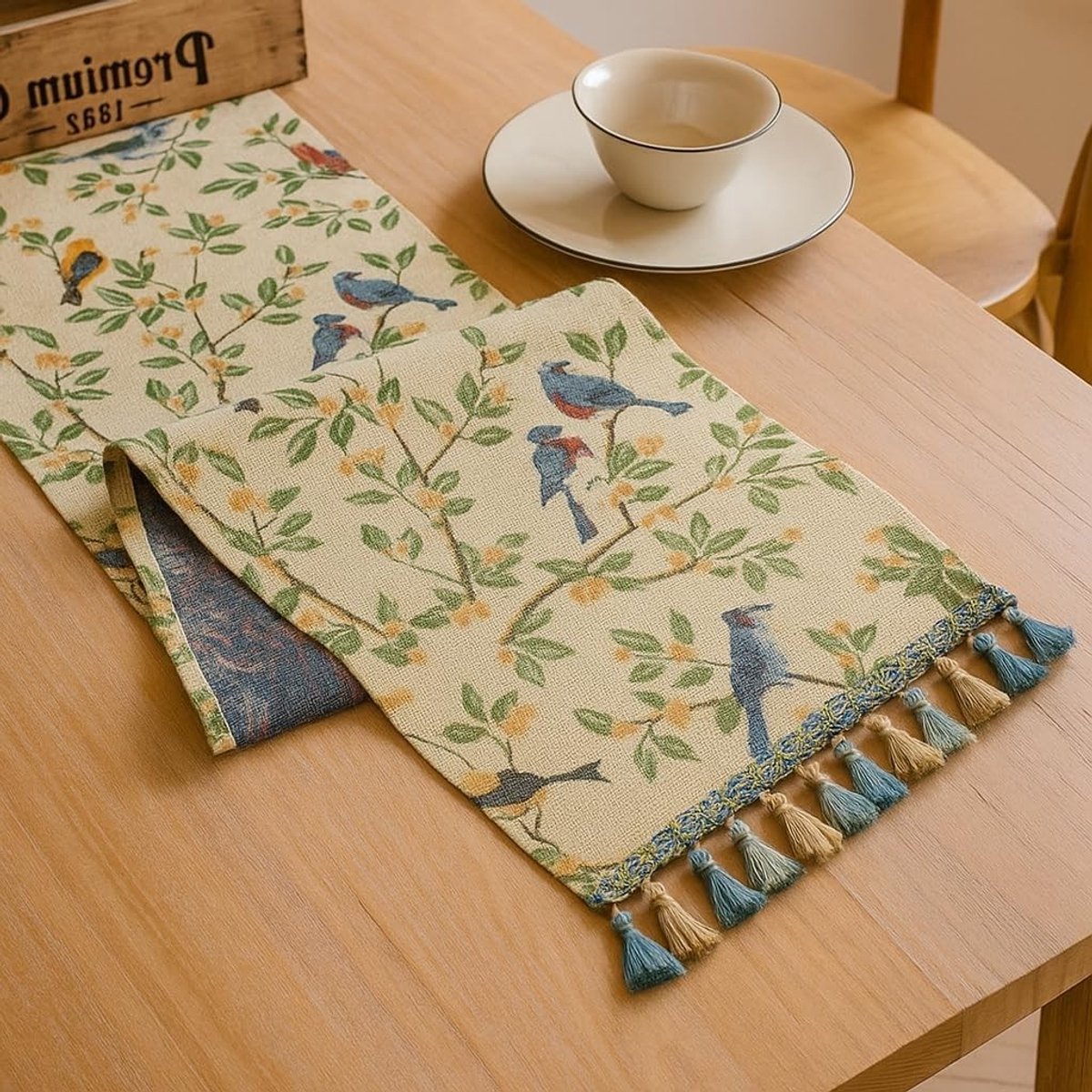 Nieuwe Blauwe Jacquard Kwastafel voor Tafeldecoratie, Wasbaar en Perfect voor Feestjes, Ve