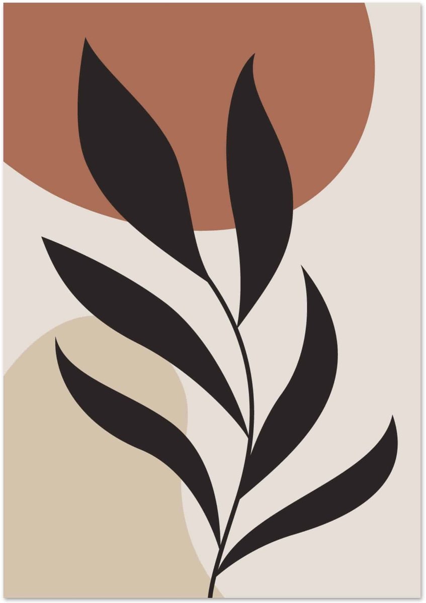 Boho - Abstract leaf Poster met Lijst 30x40 cm - inclusief lijst