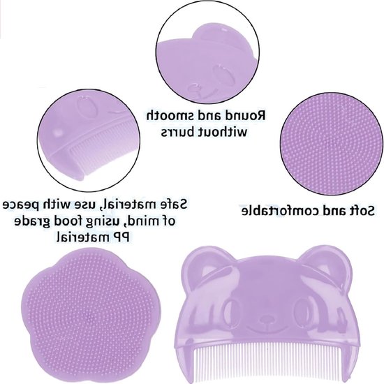 Zachte Silicone Baby Haarborstel en Kam Set voor Nieuwe Moeders, Geschikt voor Baby's en Peuters (2 stuks) van Merkloos — afbeelding 2