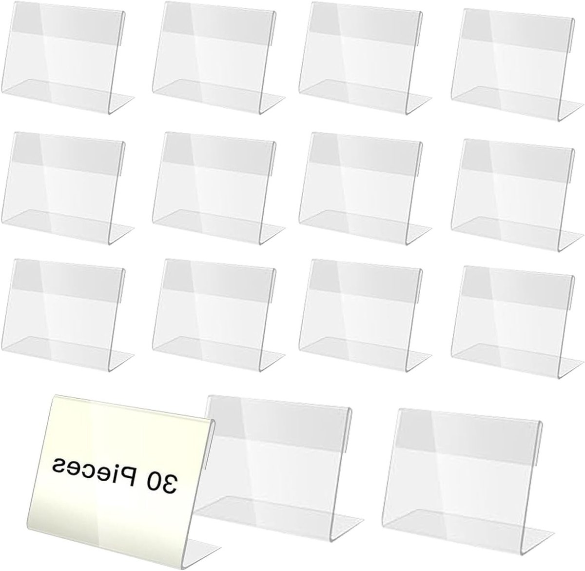 Acryl Labelhouders voor Buffet en Tafel, 30 Stuks, Ideaal voor Menu's en Informatie (10 x 7 cm)