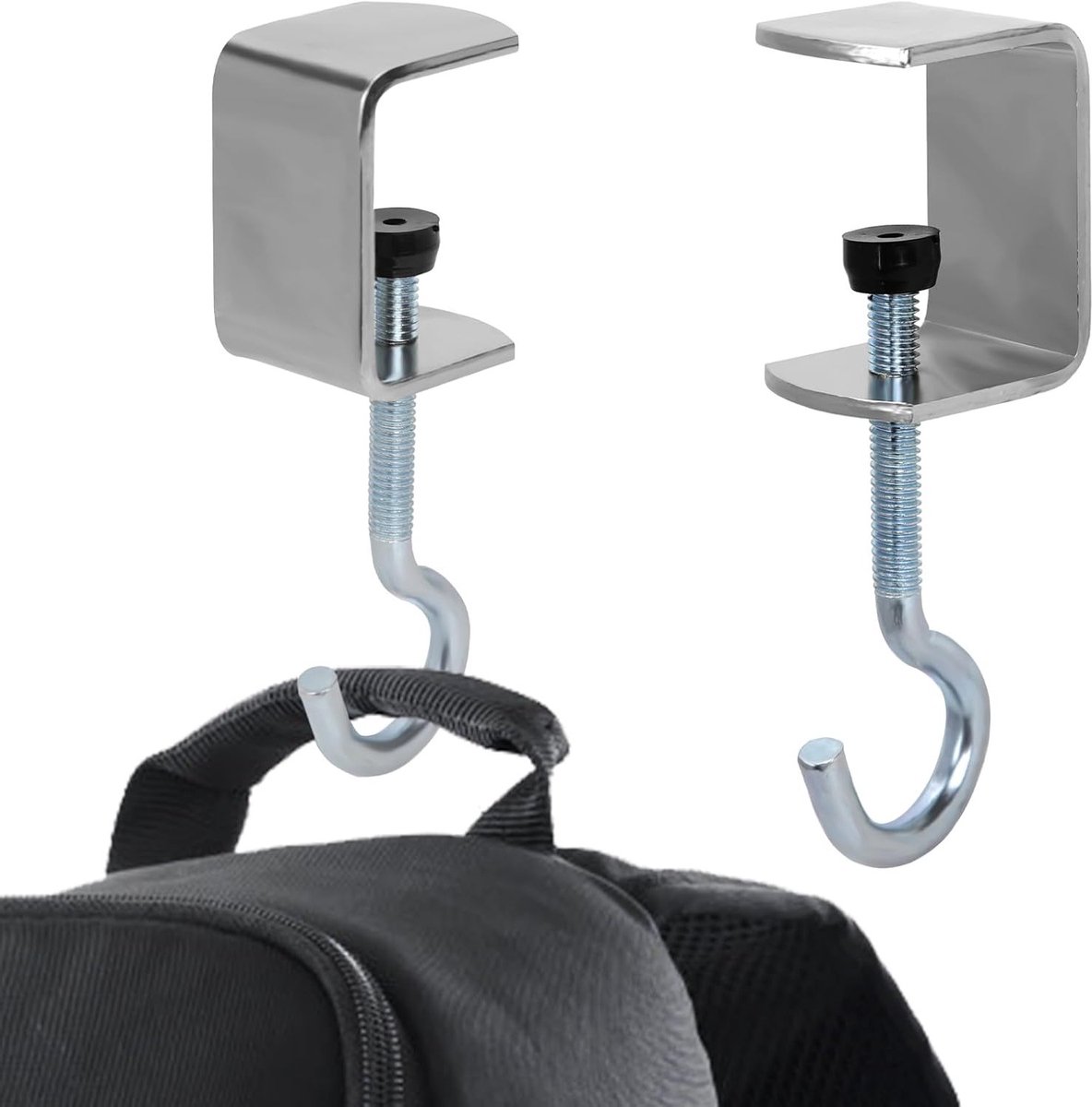 Verstelbare Onder Tafel Hanger voor Handtassen en Hoofdtelefoons, Metalen Klem voor Organisatie, Verminder Rommel op Bureau en Houd Alles Op Orde