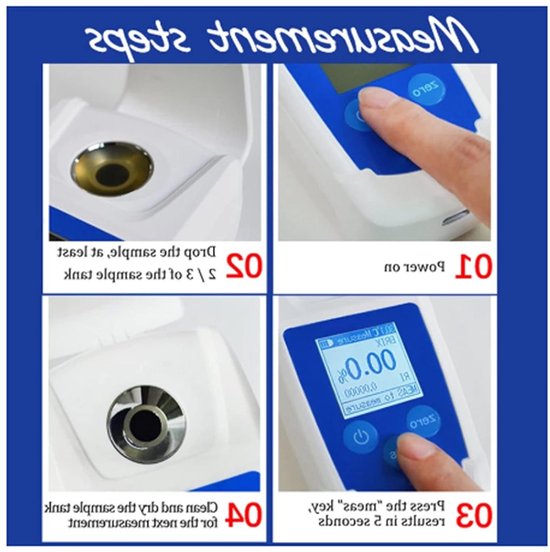 Digital Brix Refractometer, Excellent Chip Sensitive Response Brix Tester HD Backlight Display Convenient to Use Brix Meter Refractometer for Beverage Fruit Sugar van Merkloos	 — afbeelding 4