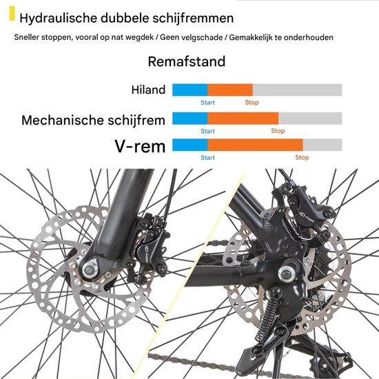 Mountainbike - Voor heren - 21 versnellingen, hydraulische schijfremmen, vergrendelbare verende vork, 27,5 inch (70 cm) wiel - Grey and RED-21 van Merkloos — afbeelding 5