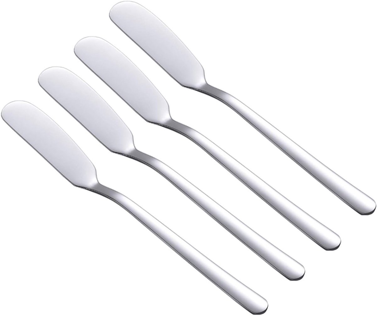 Set van 4 RVS Kaasspreaders en Botermessen voor Sandwiches, Jam en Canapés - 16,5 cm