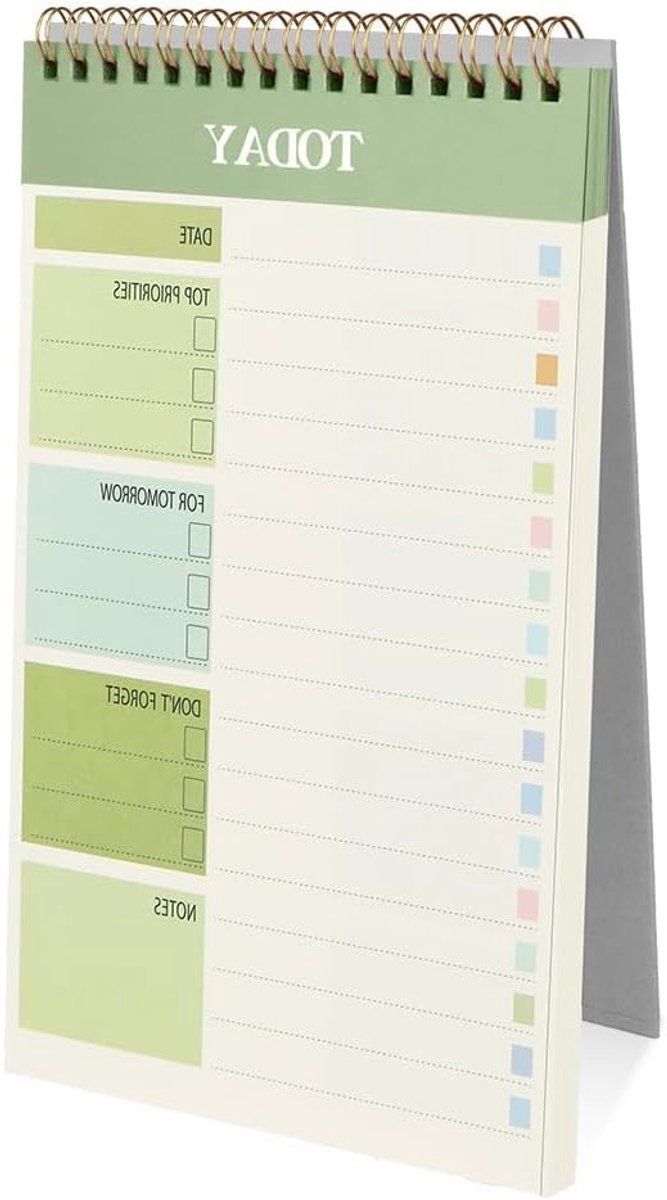 Wekelijkse Planner A5, 52 Scheuren voor Dubbelzijdig Gebruik, Ongeplande Dagelijkse Organisatie en To-Do Lijst Pad in Groen