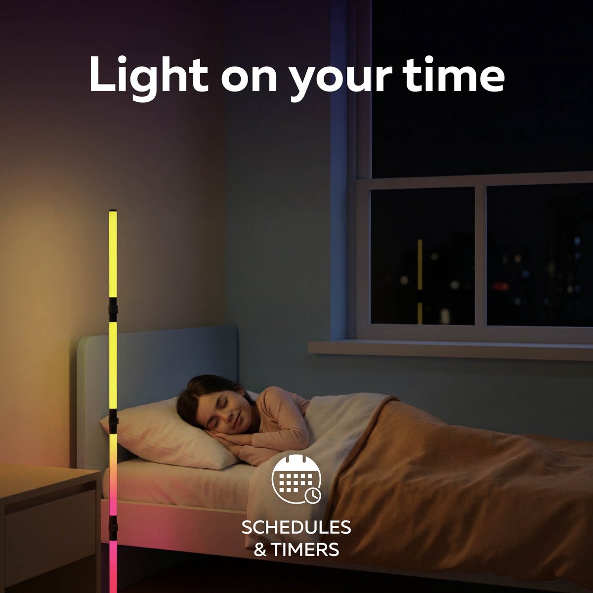 Calex Slimme LED Vloerlamp - Smart Wifi Hoeklamp - Staande Lamp - Sfeerverlichting Dimbaar RGB en Wit Licht - Bediening via App - 140cm thumbnail 5