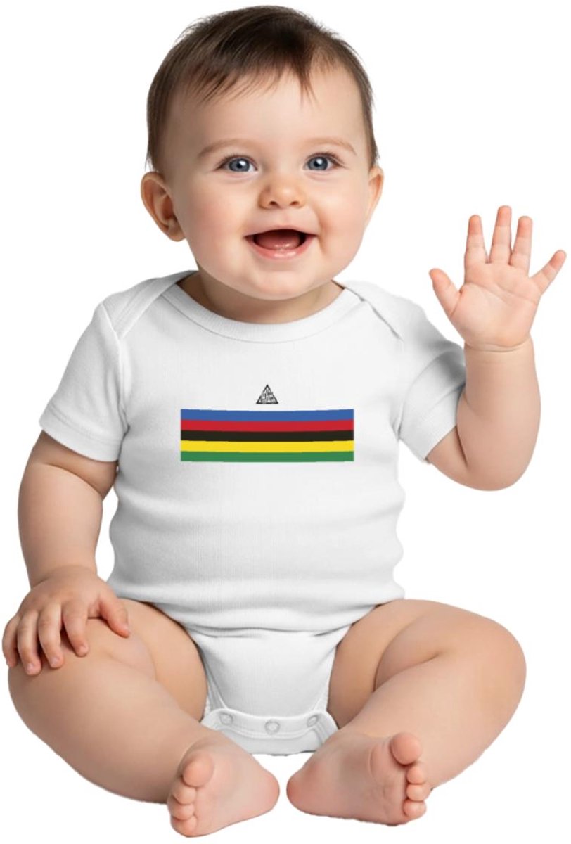 Fiets Kleurstrepen Race | Wereldkampion Ontwerp Baby Rompertje Met Korte Mouwen