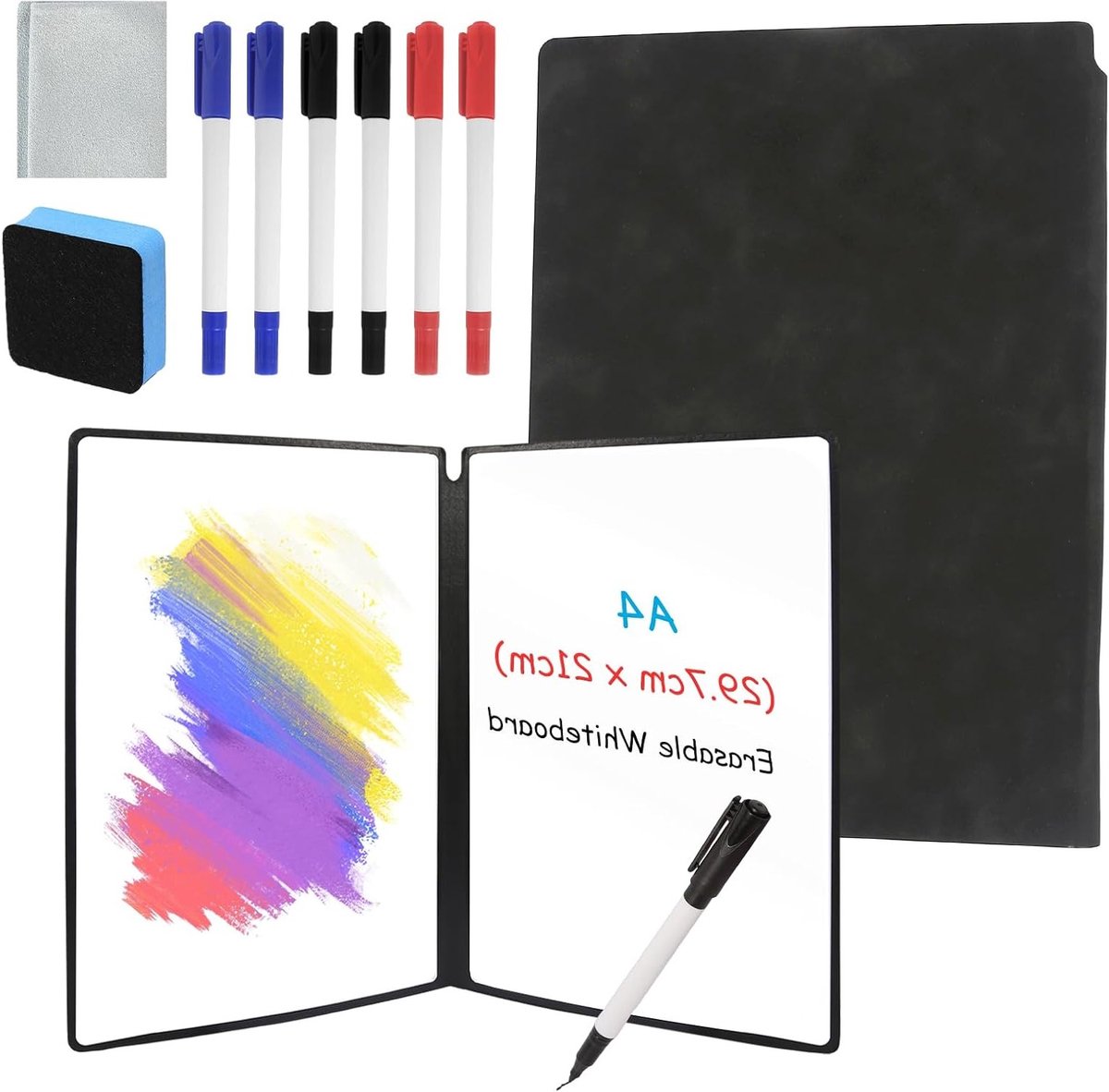 Herbruikbaar A4 Portable Whiteboard - Mini Whiteboard met Pen, Gum en Netzak voor Kantoor, School en Thuisgebruik
