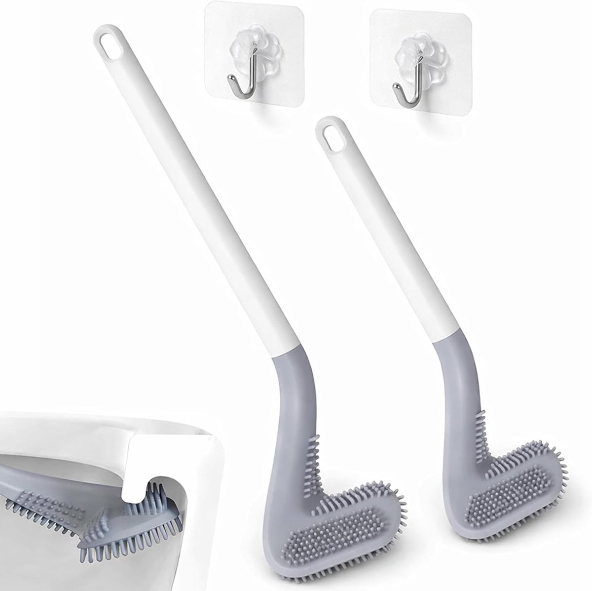 Set van 2 siliconen toiletborstels – Toiletborstel – Wandmontage - 2 stuks