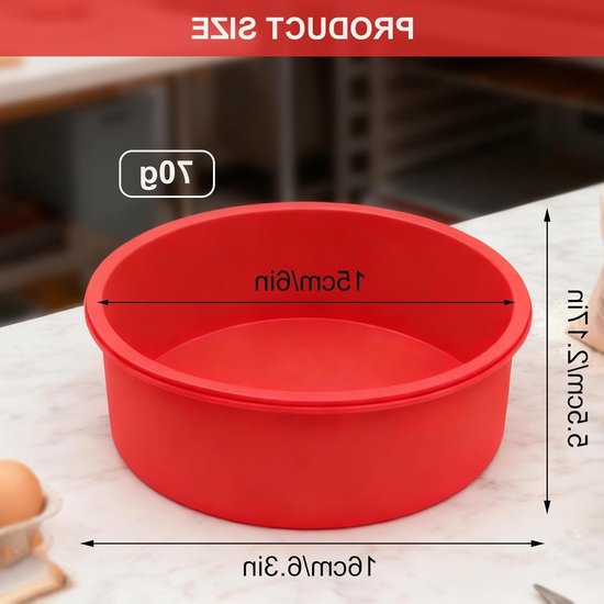 Ronde 16 cm Silikon Cakevormen - 2 Stuks, Niet Plakkerig, Ideaal voor Taarten, Brood en Gebak in de Airfryer — afbeelding 5