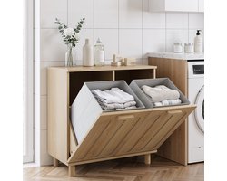 PHOEBE CAT Wasmand - Uitneembare binnenbak - Badkameropbergkast - Eikenkleur