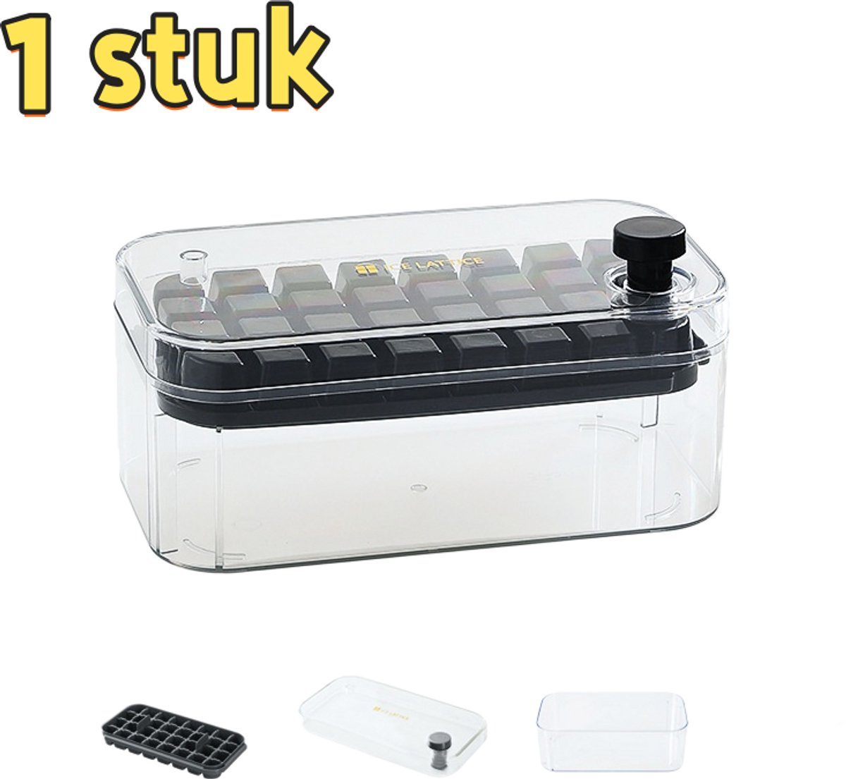 1 stuk - IJsblokjesvorm - 32 vakjes - Enkele laag - IJsblokjesmaker voor thuisgebruik - Eetbare ijsblokjes - IJsblokjesmachine - Gemakkelijk te ontvormen - Geschikt voor thuis, koelkast, zomer - 23*12,5*10 cm - Zwart