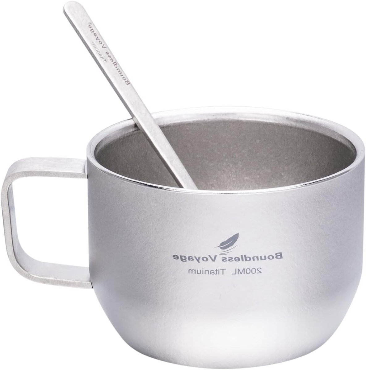 Dubbelwandige Titanium Espresso Mok voor Latte, Cappuccino en Thee - Ultralicht en Duurzaam voor Camping en Reizen