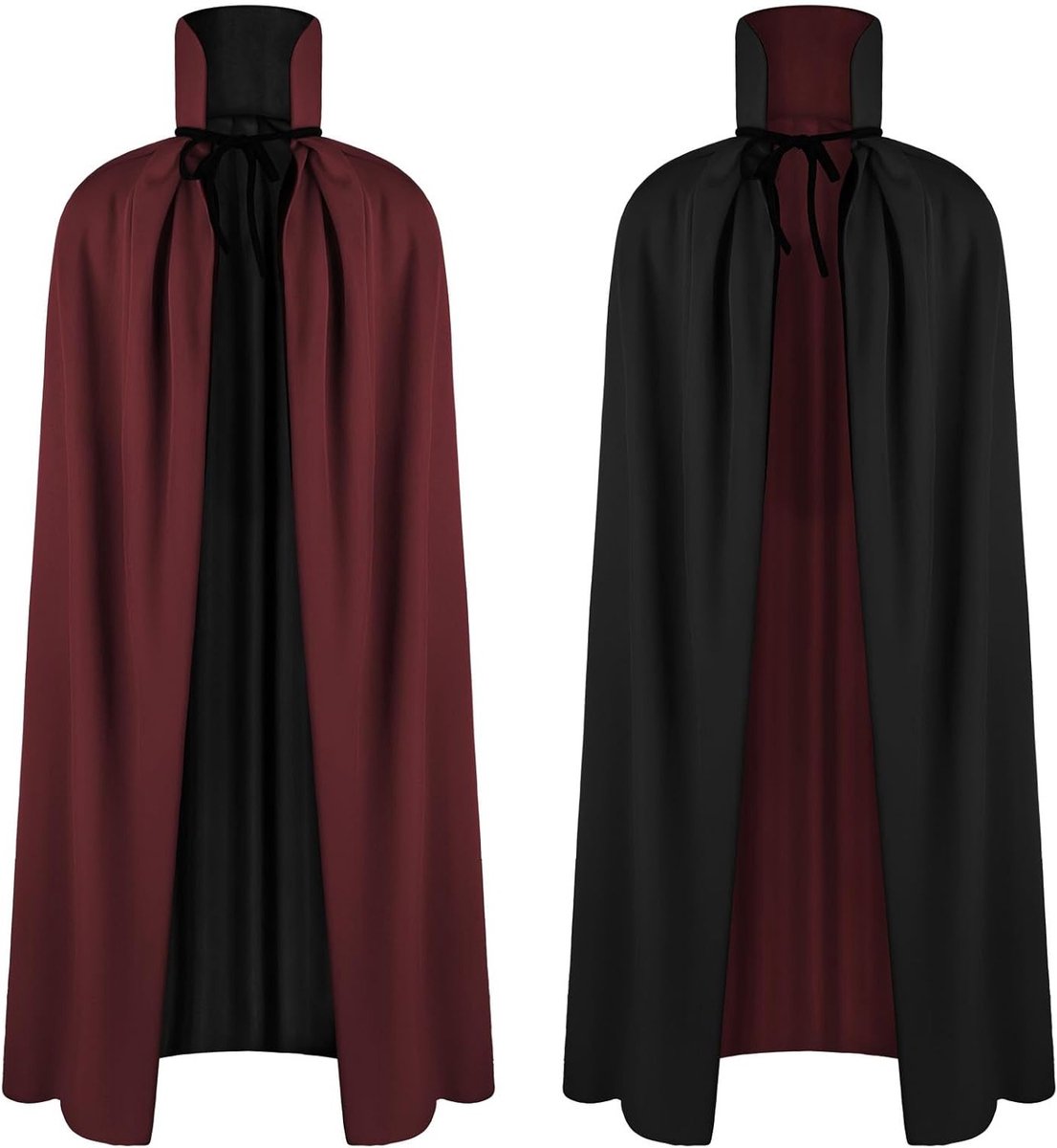 Halloween Dubbele Laag Cape voor Vampier Kostuum - Unisex Tovernaar Outfit voor Feestjes en Carnavals, Volledige Lengte Cloak voor Familie en Verkleedpartijen