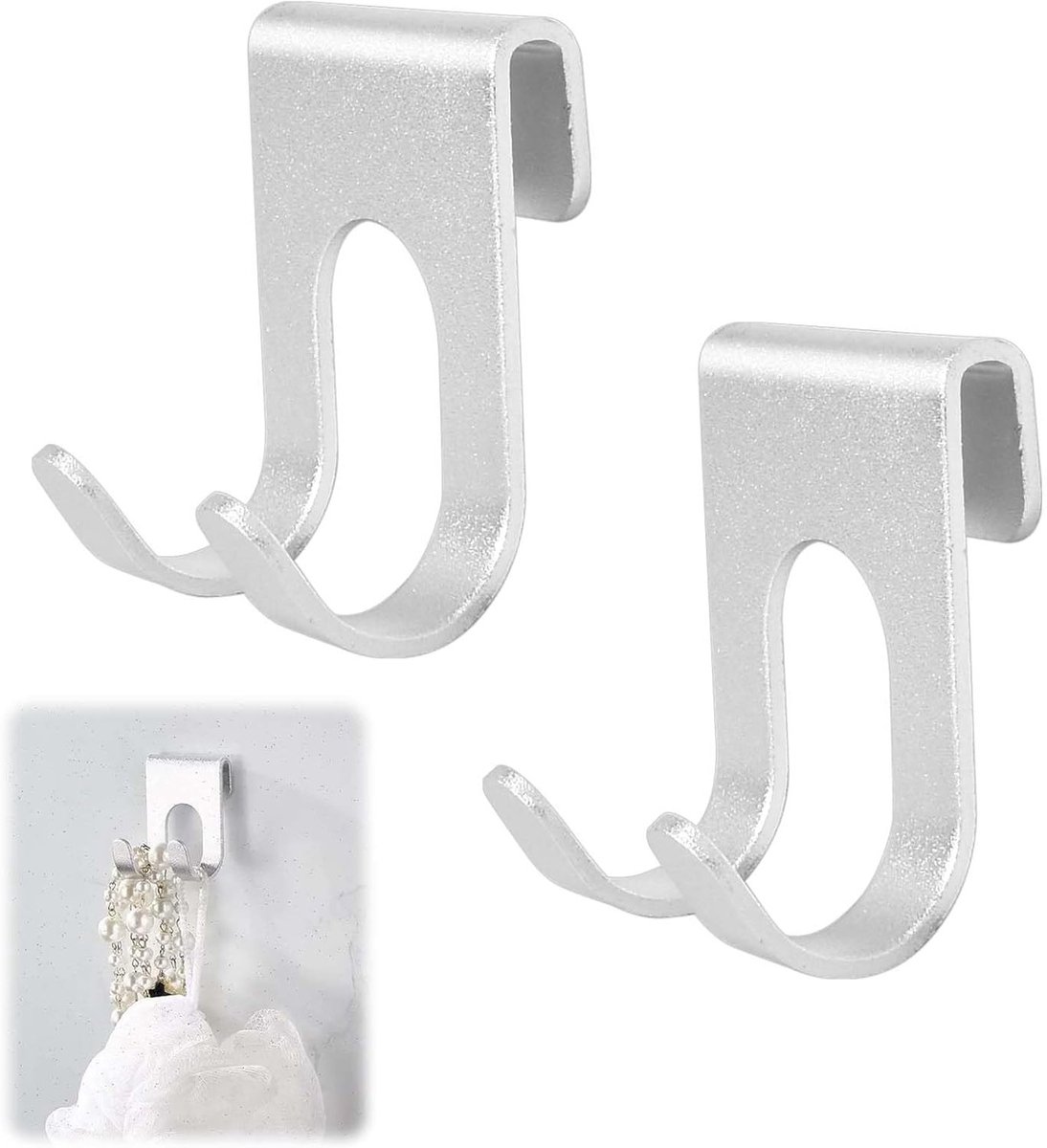 Set van 2 RVS Scheerapparaat Houder voor Stekkers, Waterdichte Zelfklevende Haakjes voor Badkamer en Keuken, Geen Boren Nodig, Ideaal voor Scheerapparaten en Accessoires