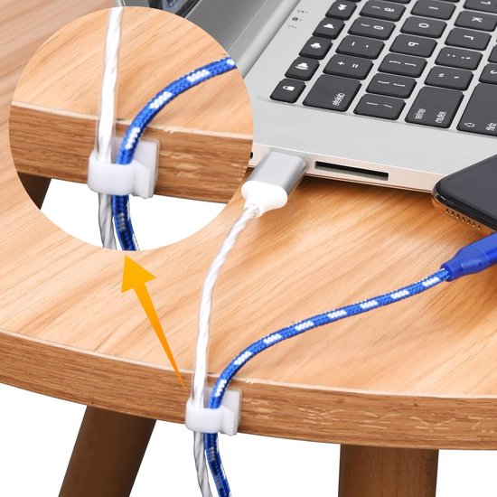 50 Stuks Zelfklevende Kabelmanagement Clips - Organiseer Kabels voor TV, PC, Laptop en Ethernet - Ideaal voor Thuis en Kantoor (Wit) van Merkloos — afbeelding 5