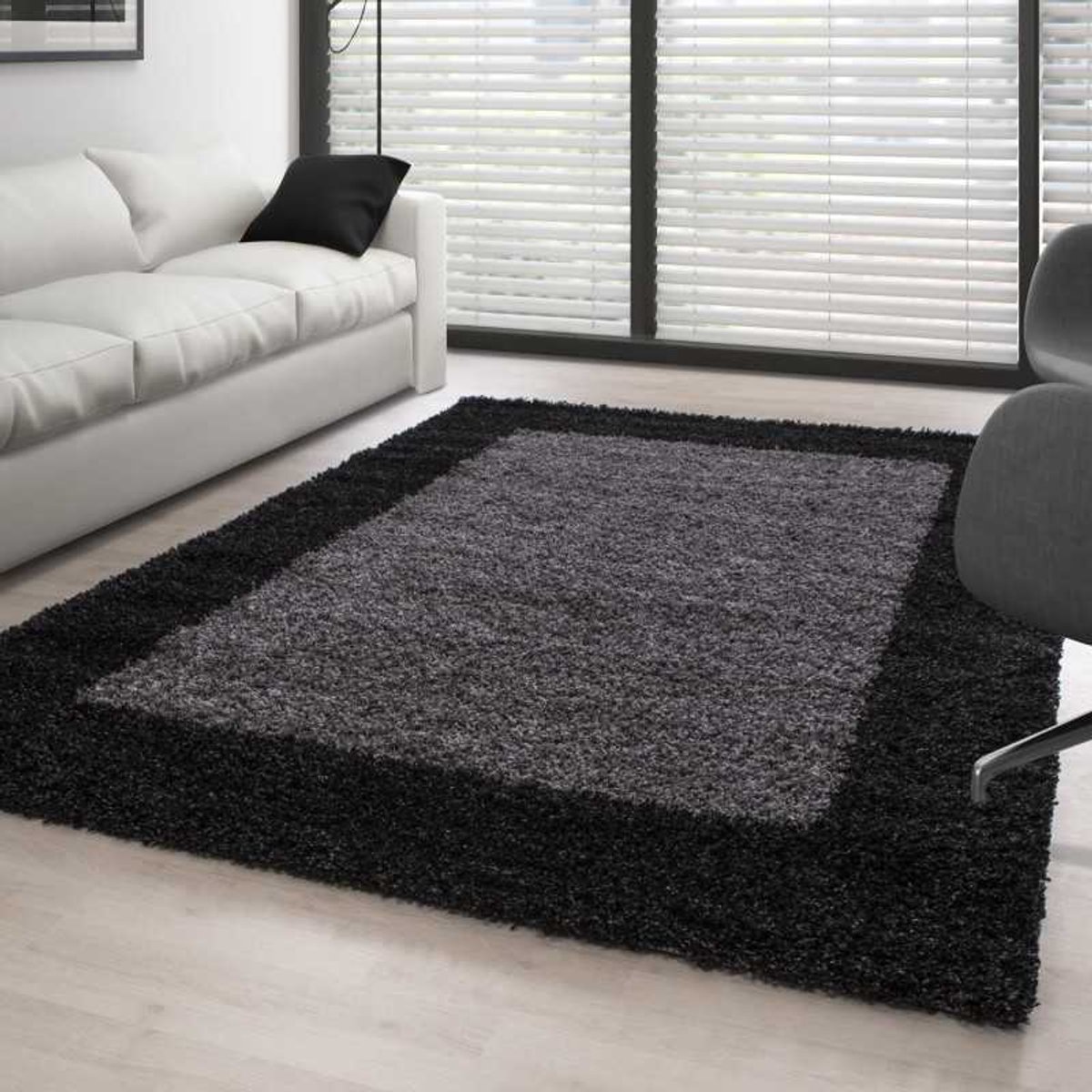Hoogpolig vloerkleed, design antracietgrijs 300x400 cm