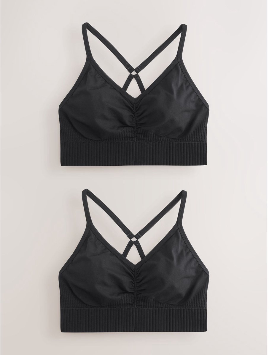 Next Dames - Set van 2 naadloze sportbeha's met bandjes - Zwart Black