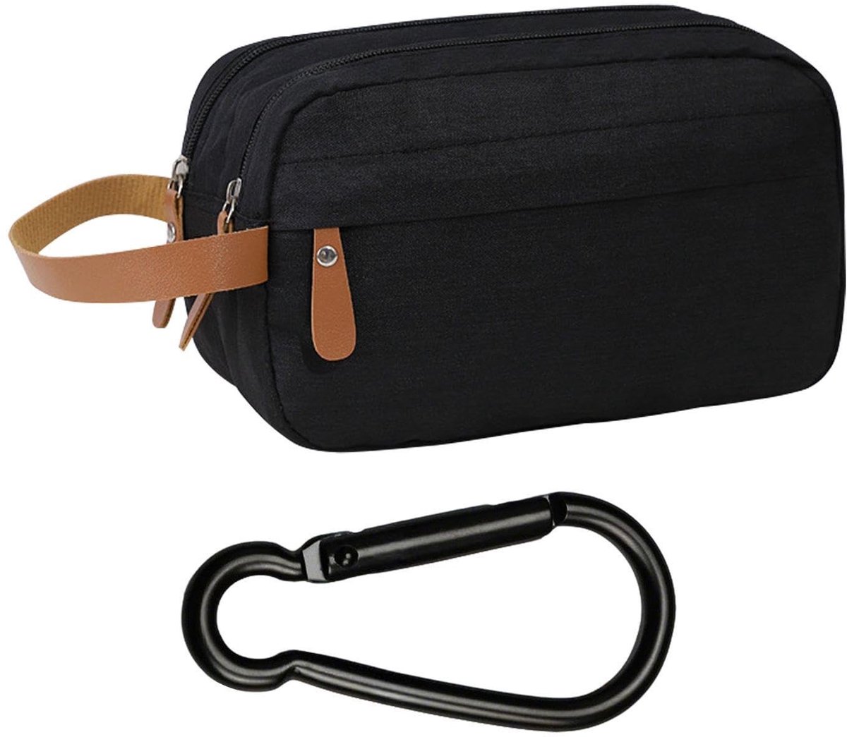Allecto - Toilettas - Mannen - Waterdicht - Rijden - Carabiner - Draagbaar - Groot - Zwarte toilettas - Draagbare opbergtas - Geschikt voor reizen ...