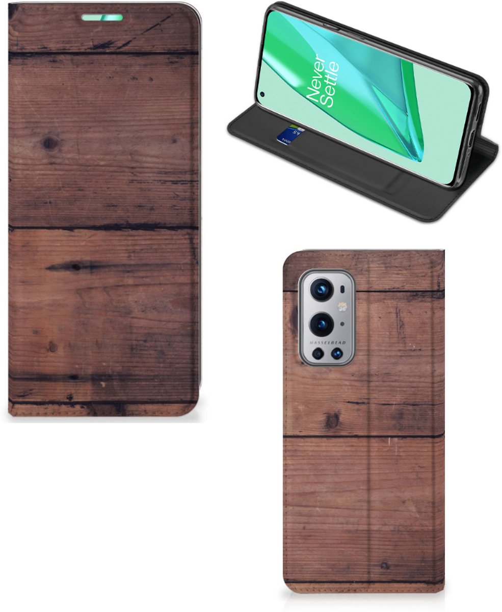 OnePlus 9 Pro Book Wallet Case Old Wood