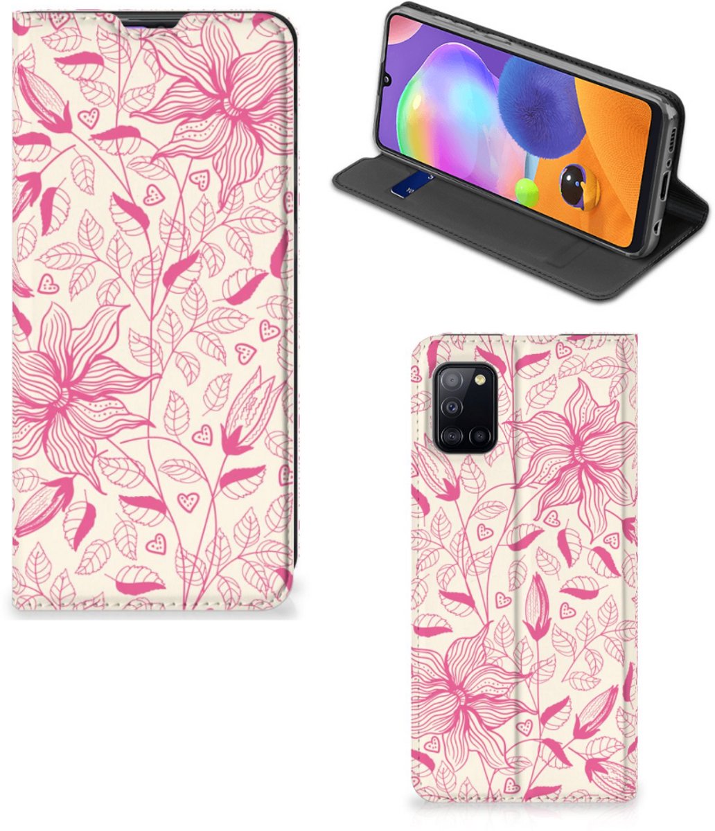 Samsung Galaxy A31 Smart Cover Pink Flowers