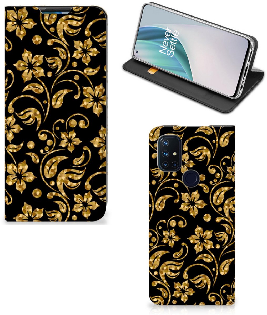 OnePlus Nord N10 5G Smart Cover Gouden Bloemen