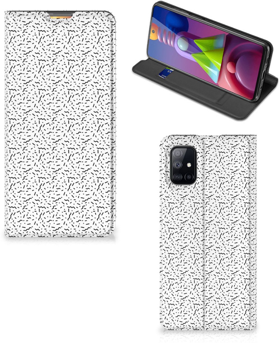 Book Case voor Samsung Galaxy M51 Hoesje met Magneet Stripes Dots
