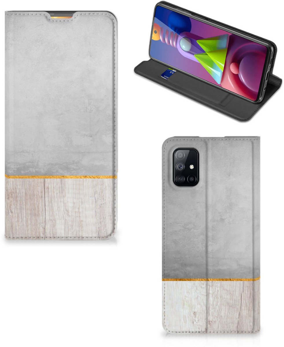 Samsung Galaxy M51 Book Wallet Case Wood Concrete
