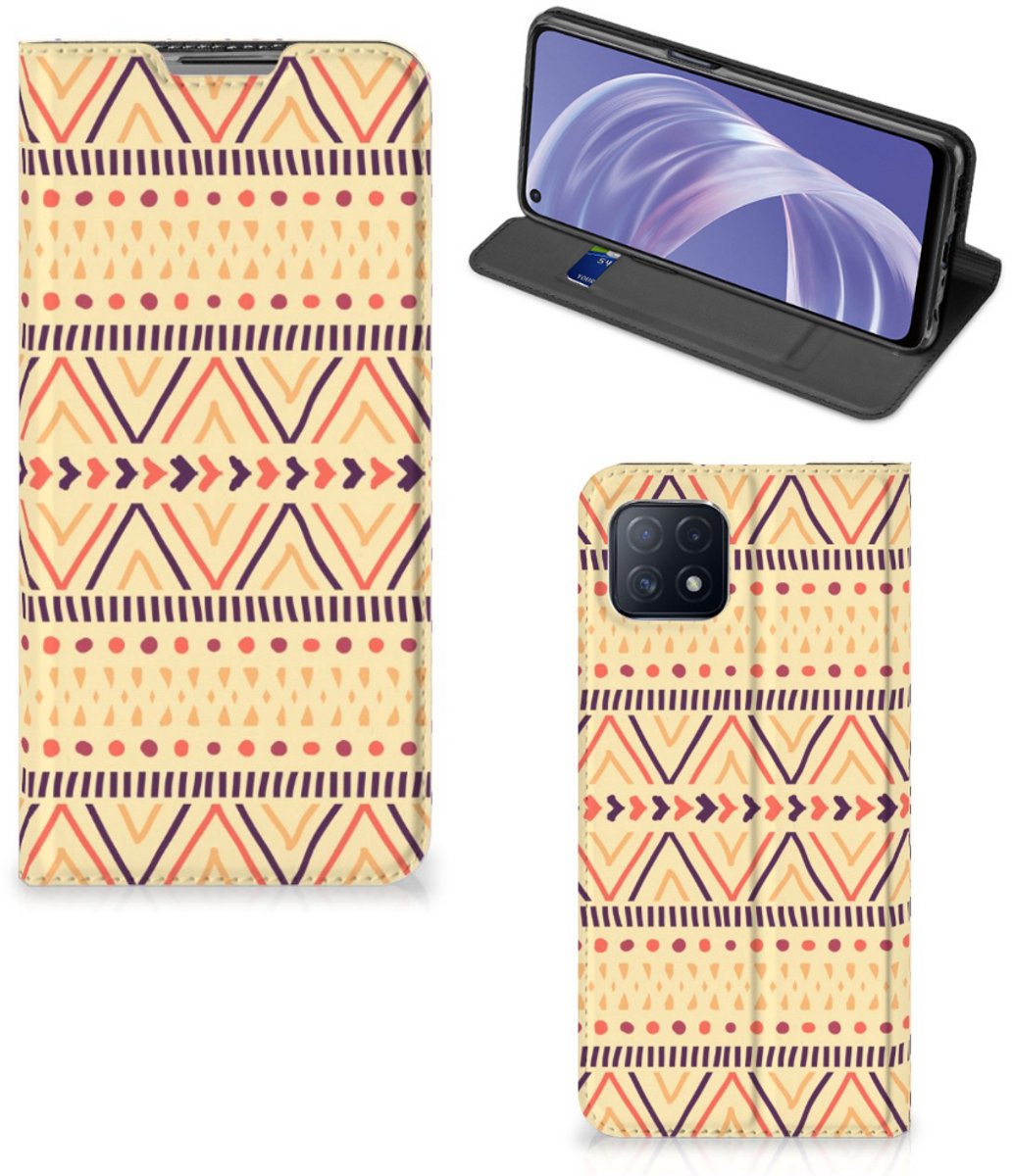 OPPO A73 5G Hoesje met Magneet Aztec Yellow
