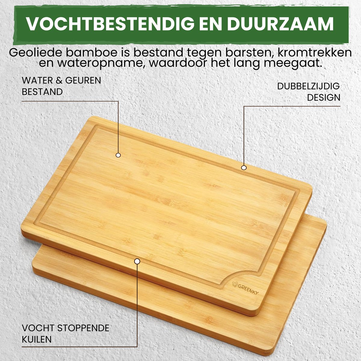 Greenky Bamboo Cutting Boards Set 4