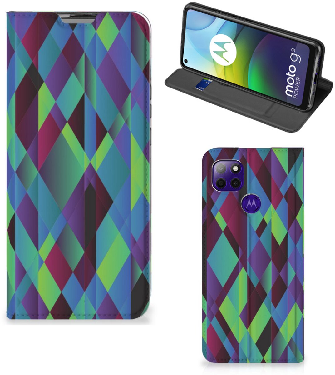 Motorola Moto G9 Power Stand Case Abstract Green Blue
