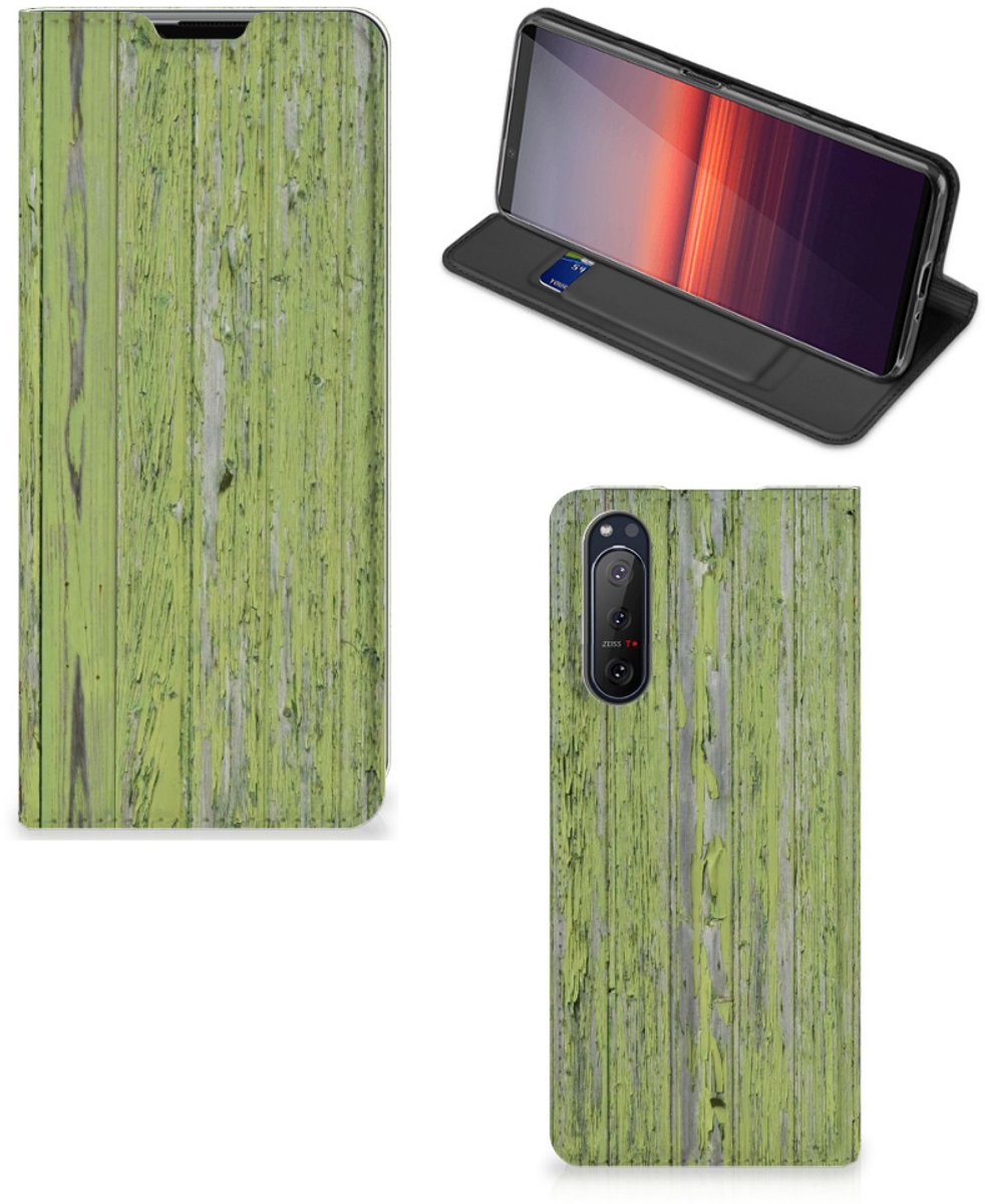 Sony Xperia 5 II Book Wallet Case Green Wood