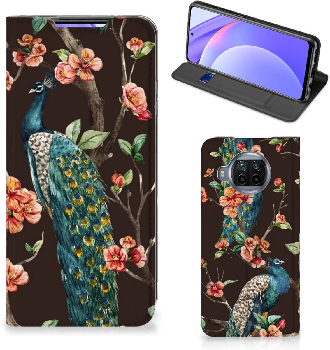 Xiaomi Mi 10T Lite Hoesje maken Pauw met Bloemen