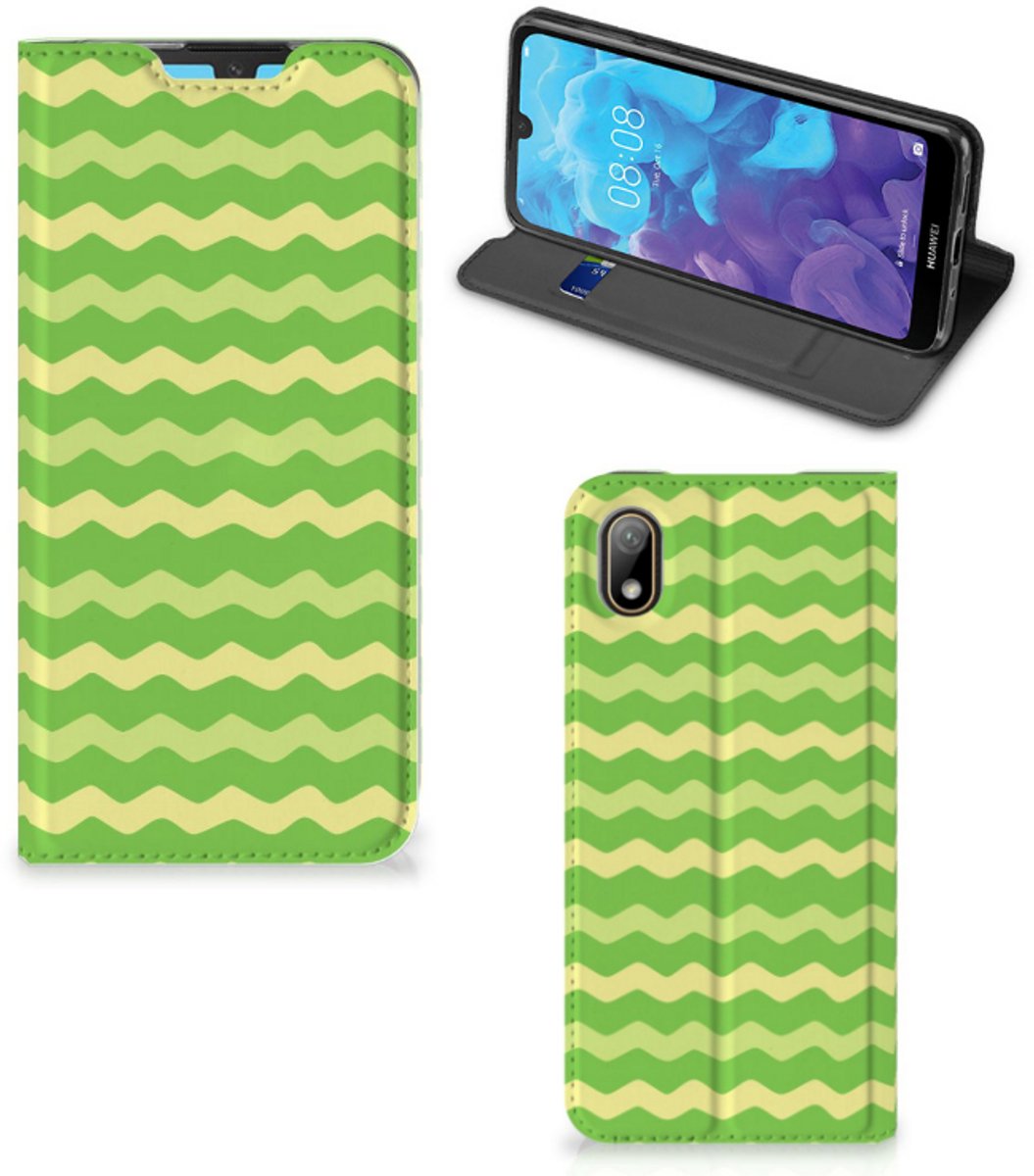 Huawei Y5 (2019) Hoesje met Magneet Waves Green
