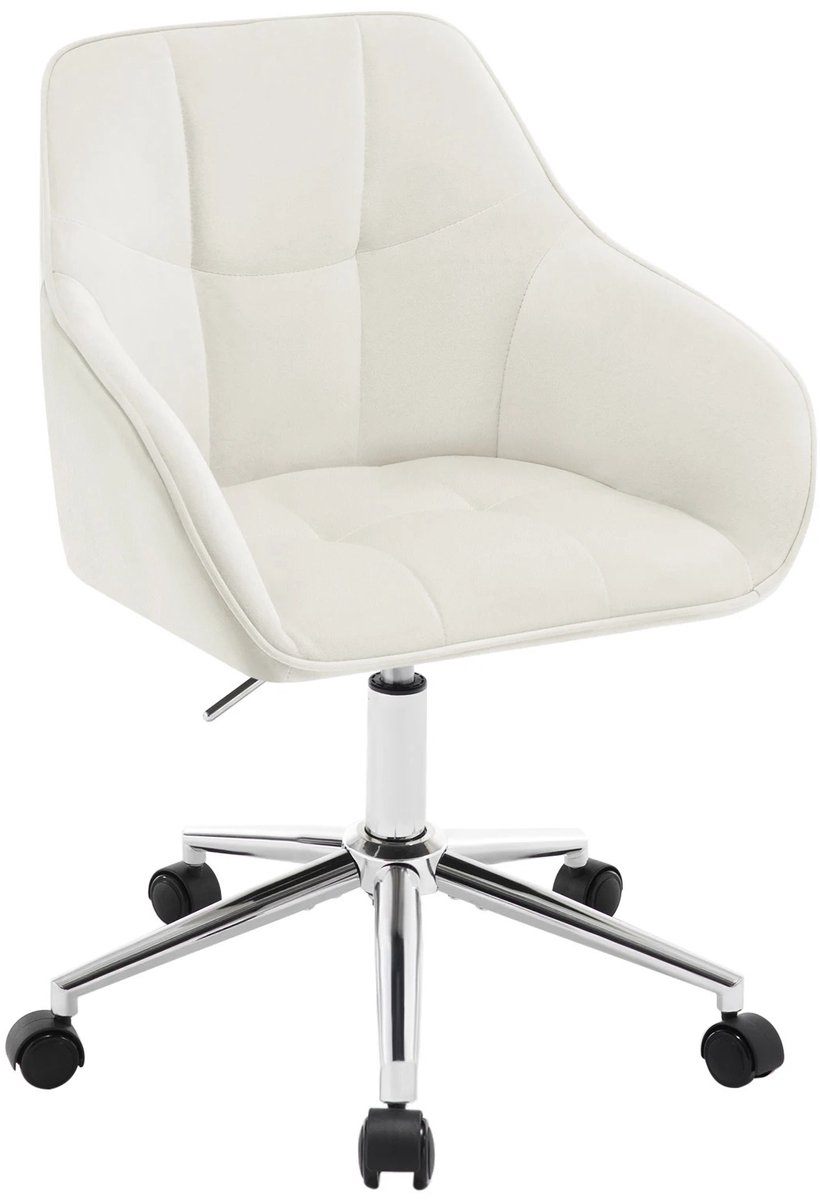 Roossentials bureaustoel - Computerstoel - Make-upstoel - Bureaustoel draaibaar - Bureaustoel in hoogte verstelbaar - Wit - Met armleuningen Cream White Velvet