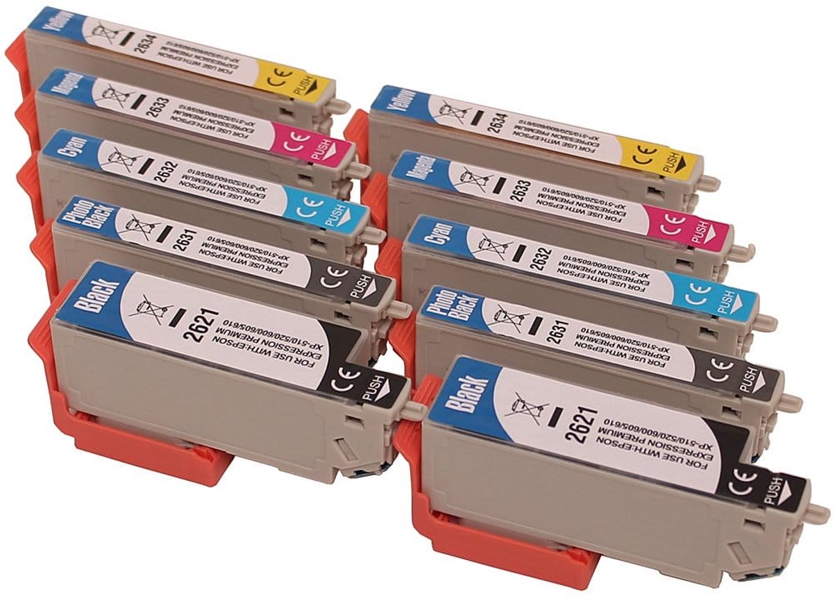 Epson - 10-Pack Inktcartridge - 26XL set - Zwart - Huismerk - geschikt voor XP510, XP520, XP600, XP605, XP610, XP615, XP620, XP625, XP700, XP710, XP720, XP800, XP810, XP820