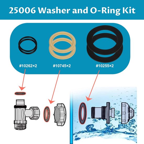 Zwembad Plunjer Pakking Kit - Ventiel Afdichtingen O-ringen - Lekkages Voorkomen - Specifiek Ontworpen - 1.5 inch fittingen - Zwart van Merkloos — afbeelding 3