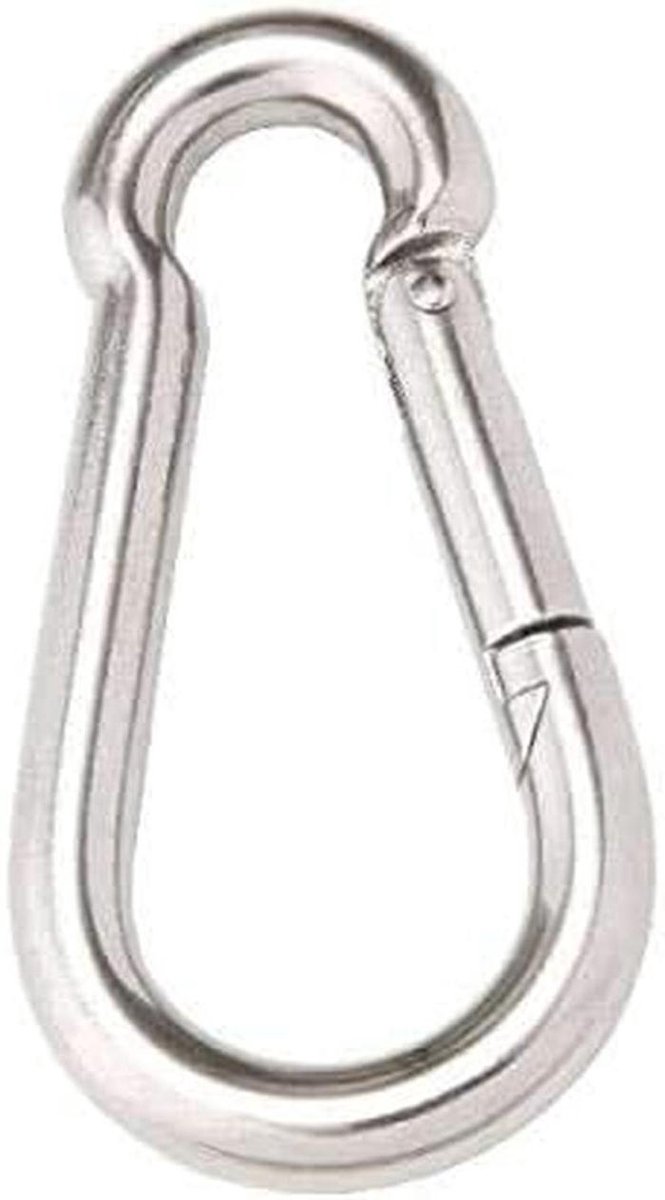 Karabijnhaken - Snelsluiting Haken - Bevestigen van spullen - Verzinkt roestvrij staal - 6 x 60 mm - Zilverkleurig