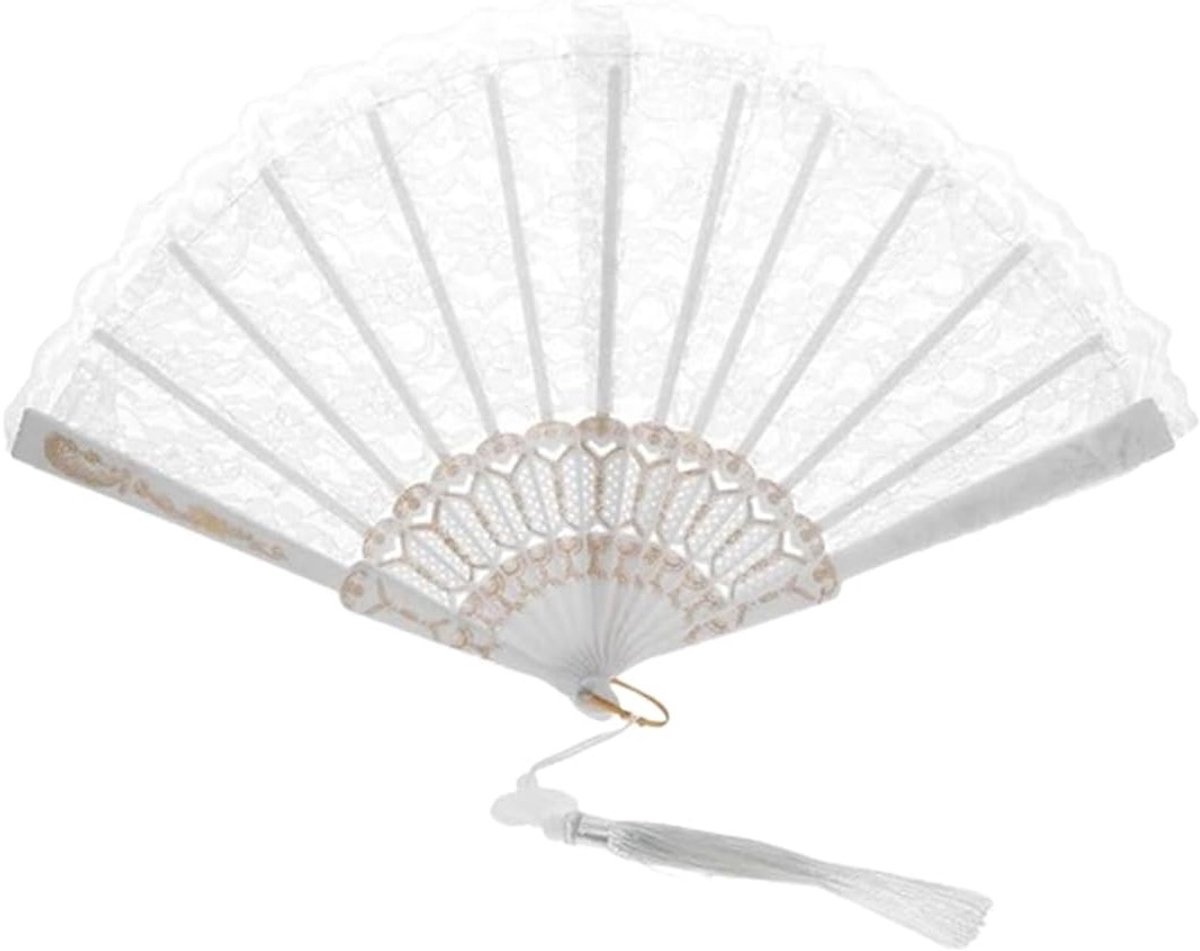 Vouwbare Huwelijksventilator met Kantborduursel voor Dans, Gasten Geschenken en Decoraties, Ideaal voor Bruiloften en Feesten