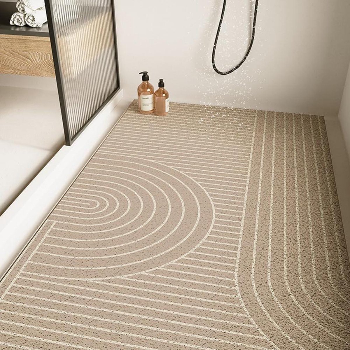 Grote Douchemat - Badmat Antislip - Veilig Douchen - Loofah Comfort - 120x120cm - Zwart