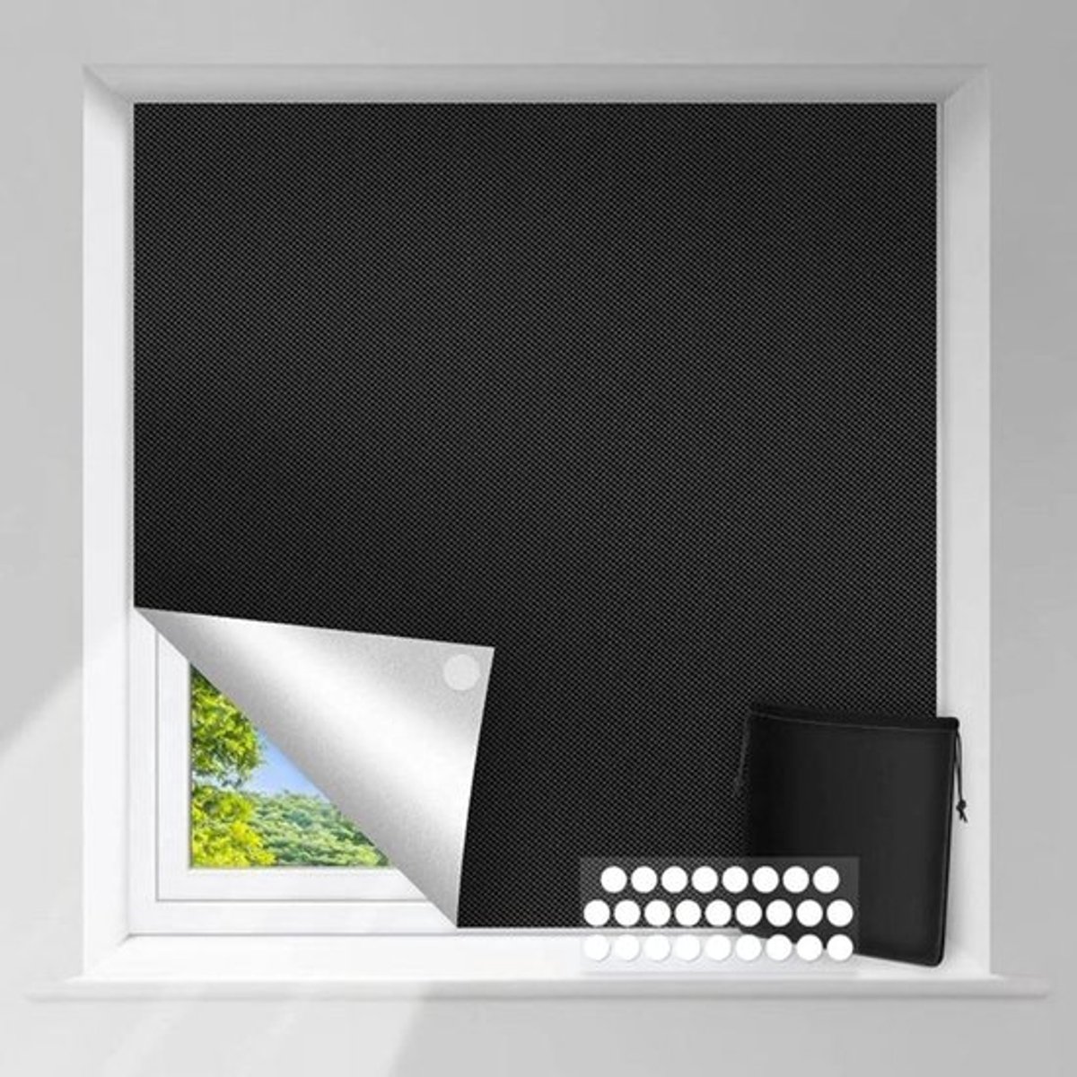 Verduisteringsgordijn - 150 x 100 cm - Verduisteringsdoek met klittenband - Zonder Boren -