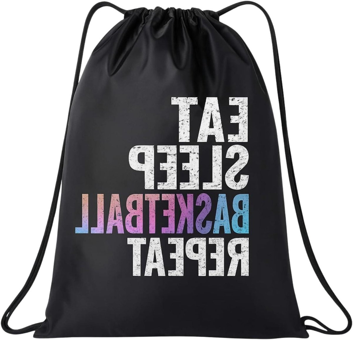 Basketbal tas - Sport pack - Basketbal oefenen - Eat Sleep Basketball Repeat design - 45 x 32 cm - Zwart