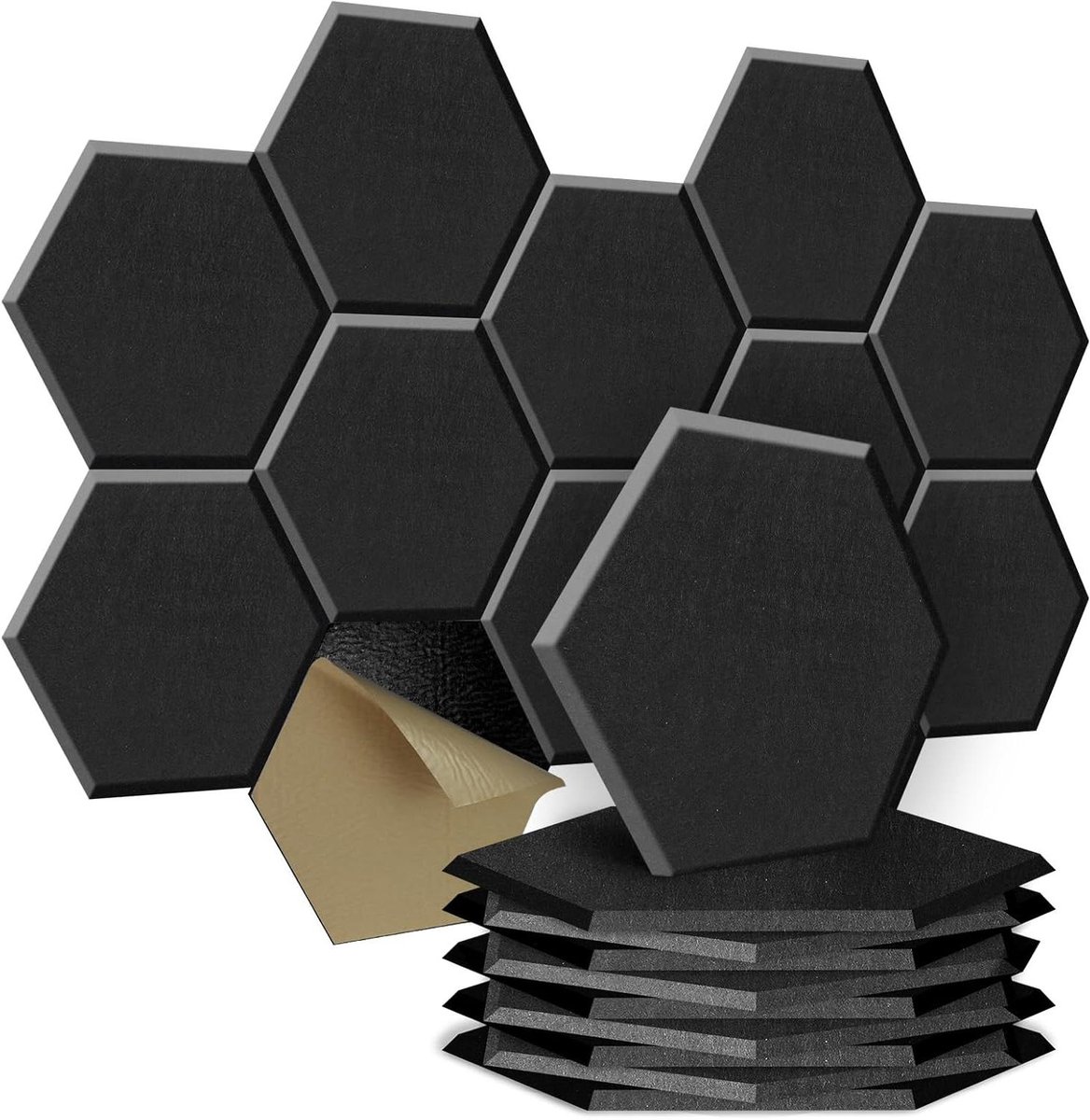 Akoestische Platen - Geluidsisolatie Panelen - Muur Geluid Dempen - Hoge Dichtheid Materiaal - 12 Stuks - Zwart